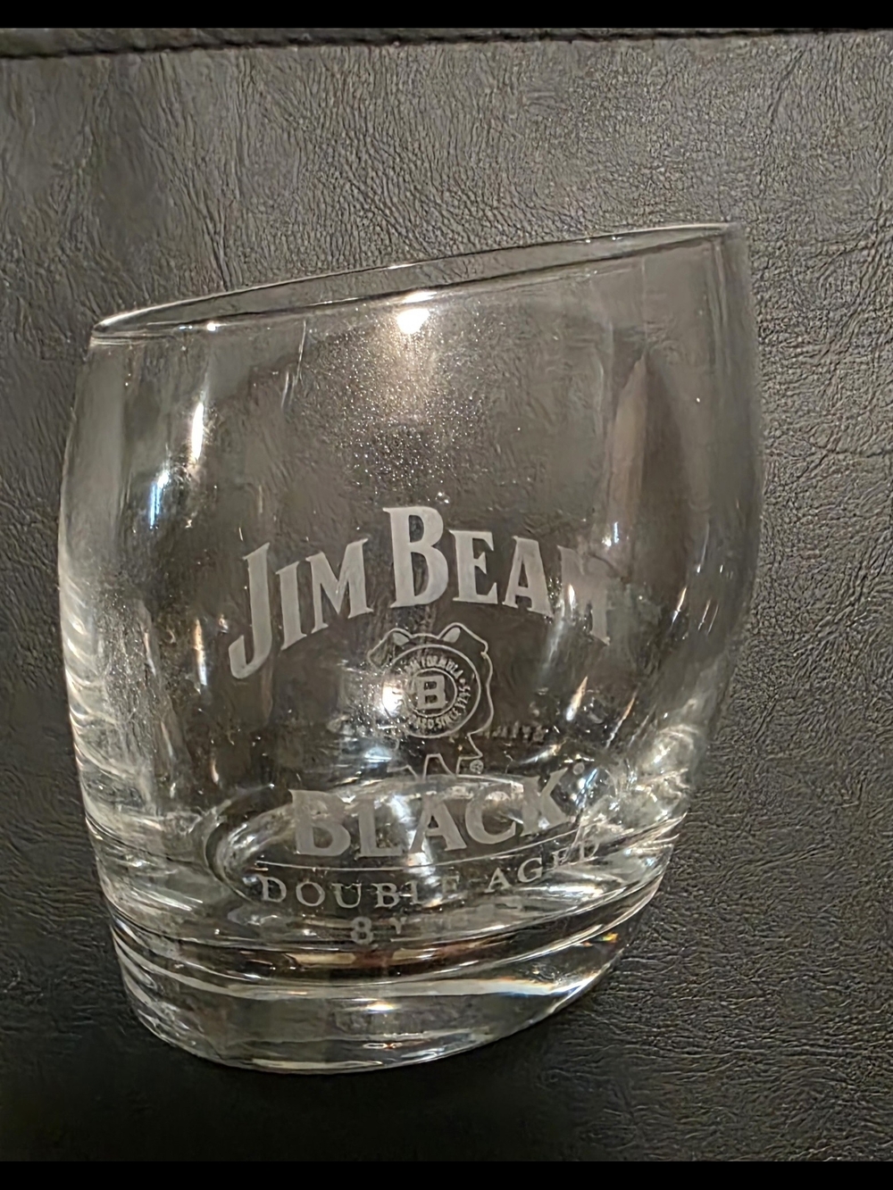 Jim Beam Black Etched Whiskey Glass - Clear